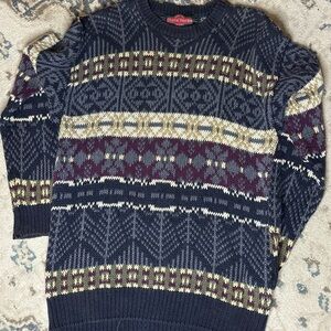 Stone Haven Nordic Blue and Cream Crewneck Sweater